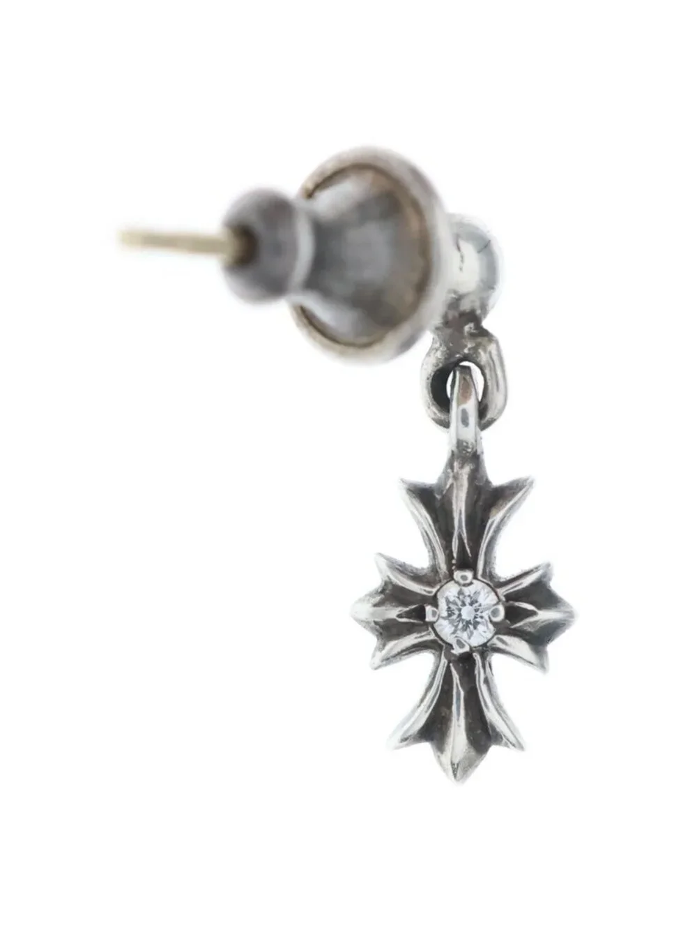 Chrome Hearts Tny CH Pls Dia Tiny CH Plus Drop Earrings Silver